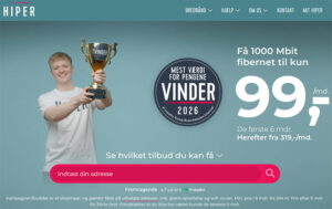 Få 1000 Mbit fibernet til 99 kr./md. i 6 måneder hos Hiper